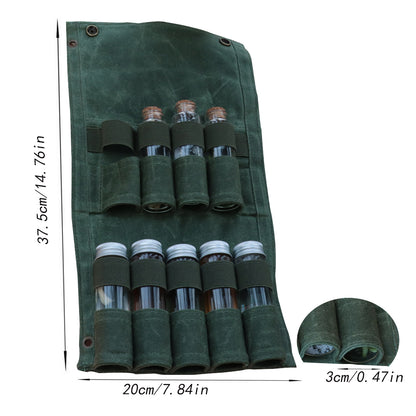 Portable Waxed Canvas Bag + 9 Glass Bottles