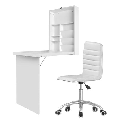 Wall Mount Foldable Table White + Chair