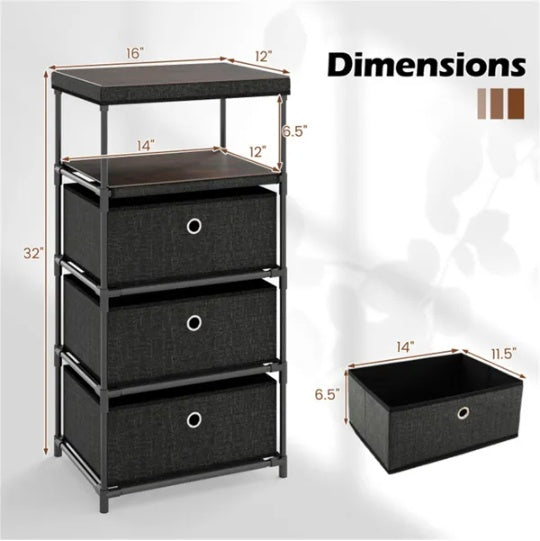 3-Drawer Fabric Storage Cabinet