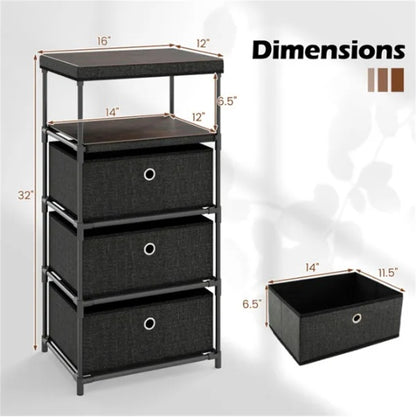 3-Drawer Fabric Storage Cabinet