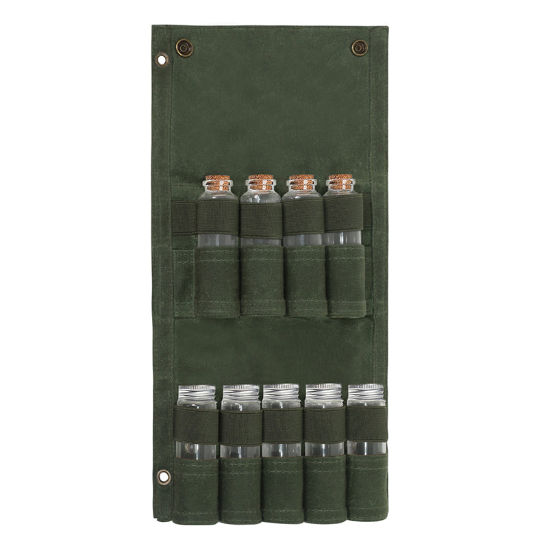 Portable Waxed Canvas Bag + 9 Glass Bottles