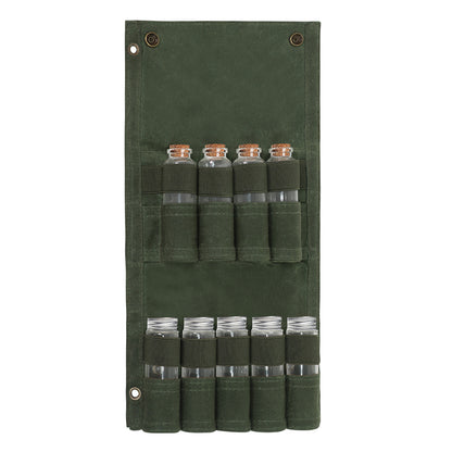 Portable Waxed Canvas Bag + 9 Glass Bottles